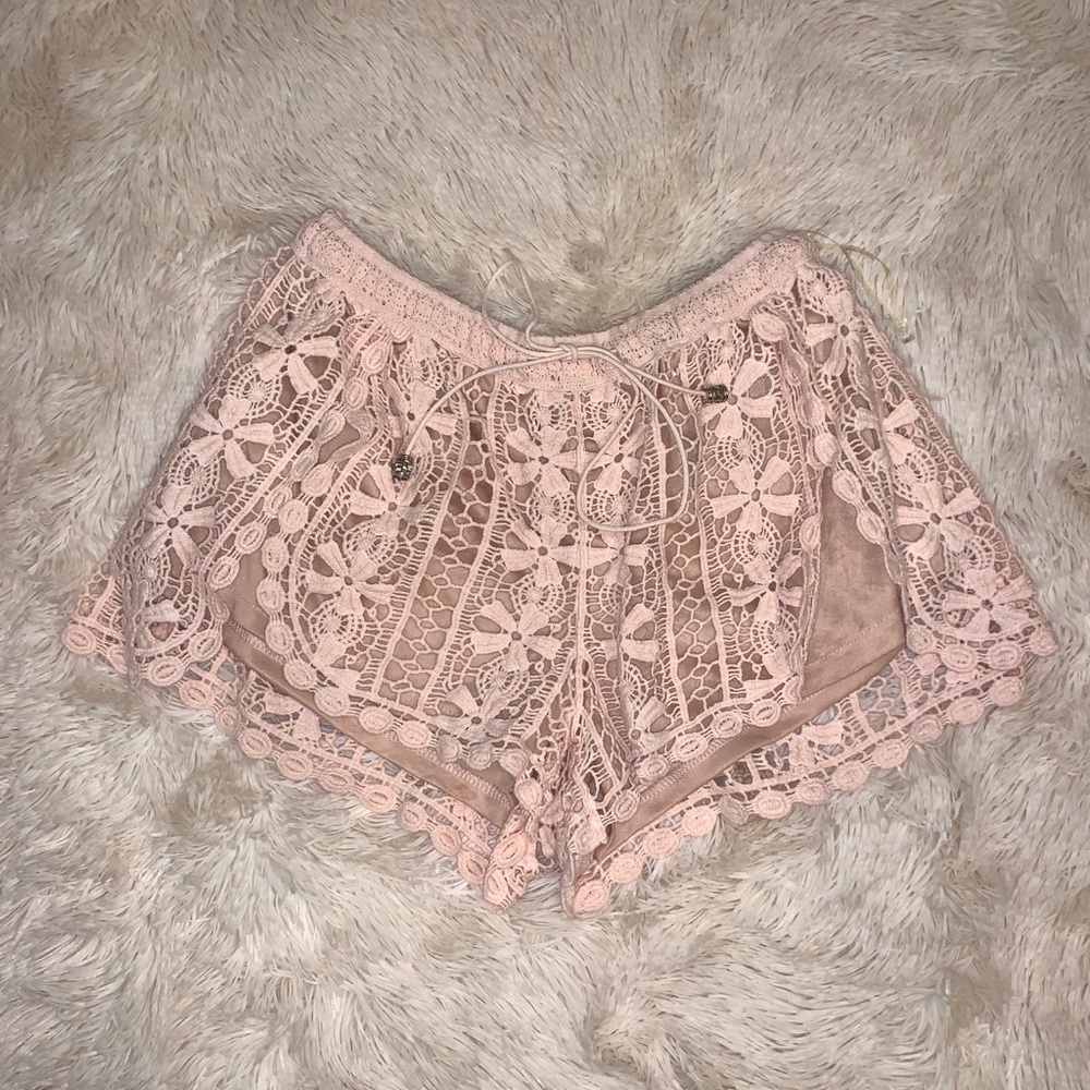 Blush lace shorts